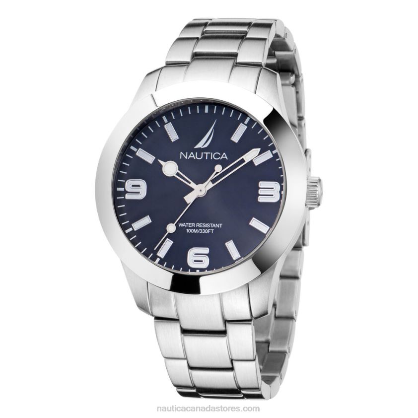 Pacific Beach Stainless Steel 3-Hand Watch Nautica Men Multi R260HV436