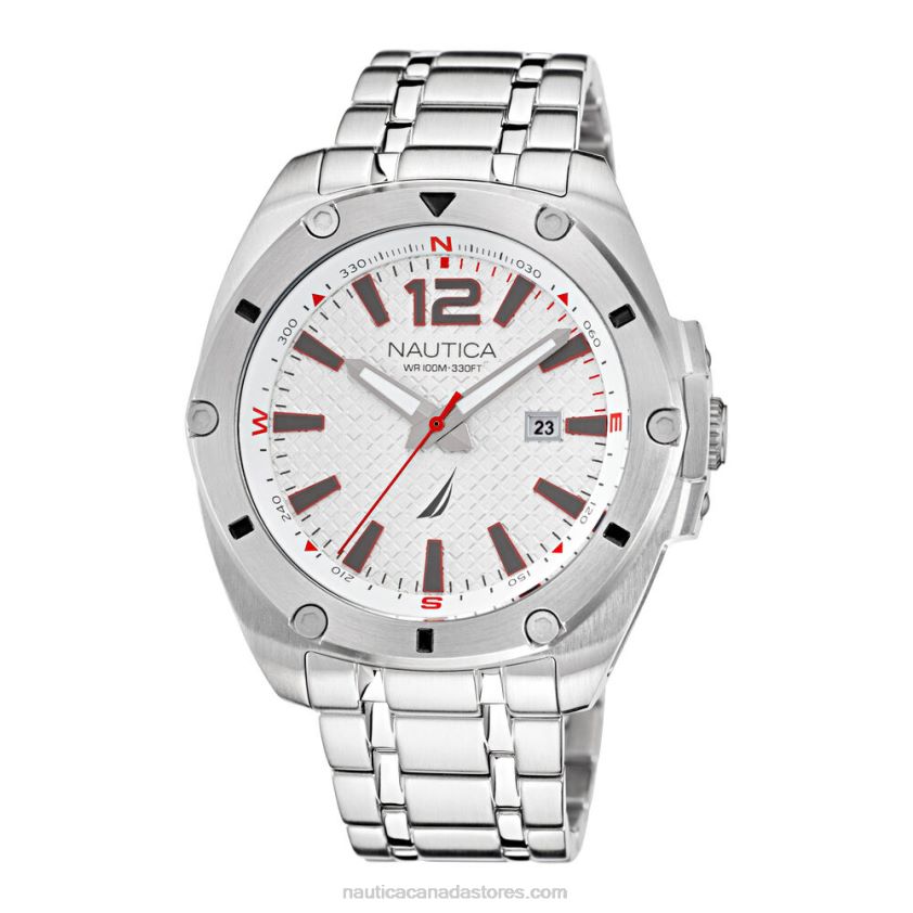 Stainless Steel 3-Hand Watch Nautica Men Multi R260HV354