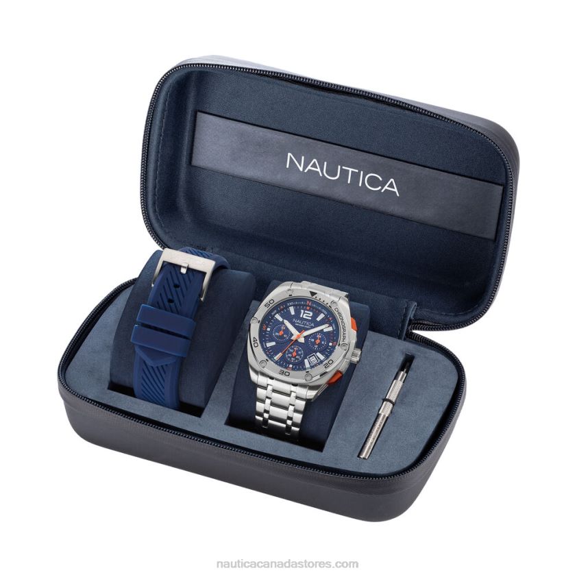 Tin Can Bay Stainless Steel And Silicone Watch Box Set Nautica Men Multi R260HV90