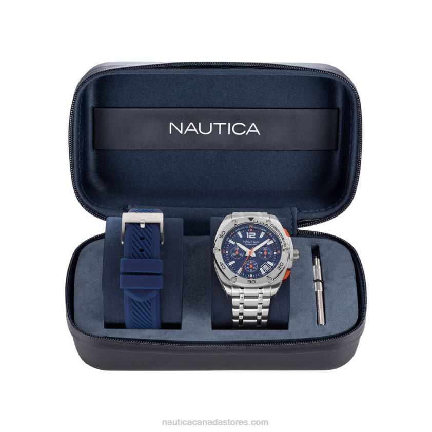 Tin Can Bay Stainless Steel And Silicone Watch Box Set Nautica Men Multi R260HV90