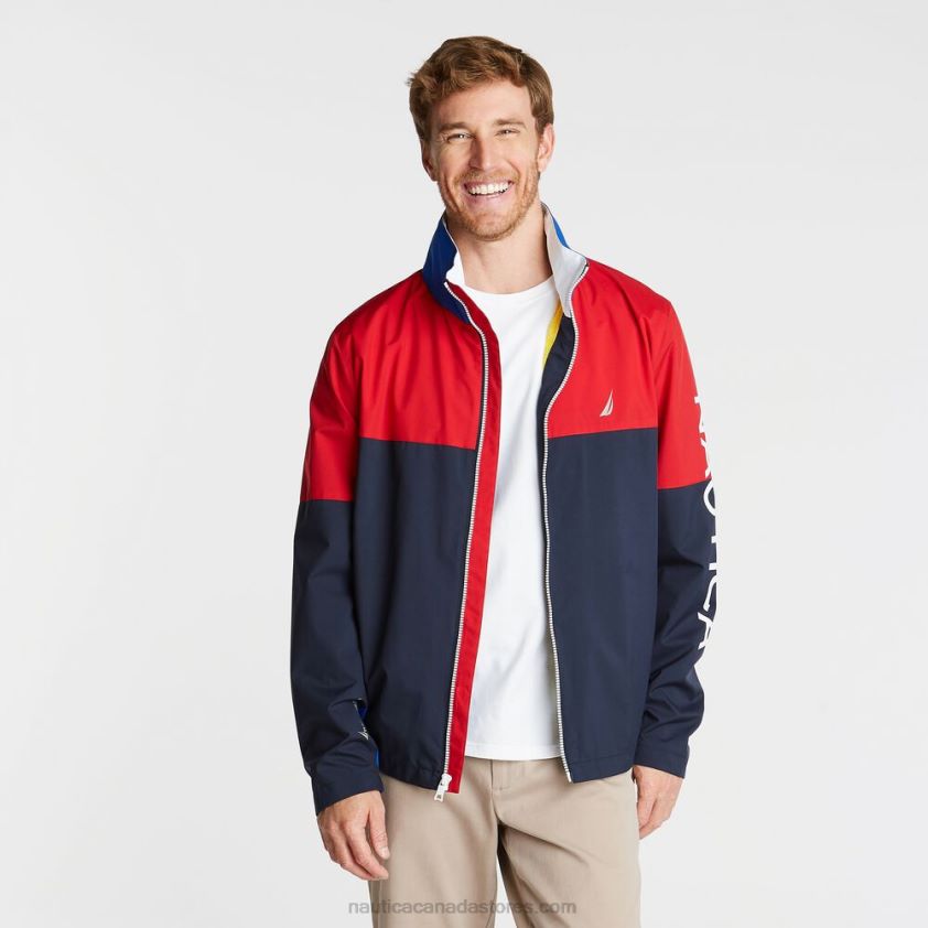Big & Tall Lightweight Colorblock Bomber With Concealed Hood Nautica Men Navy R260HV607