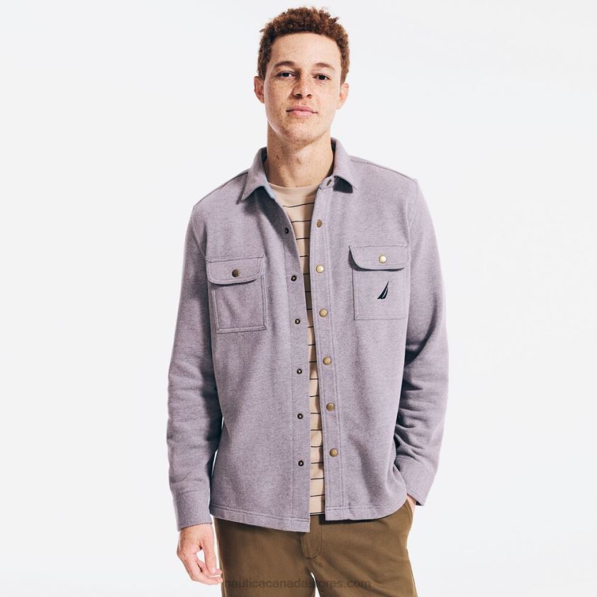Snap-Button Overshirt Nautica Men Stone Grey Heather R260HV506