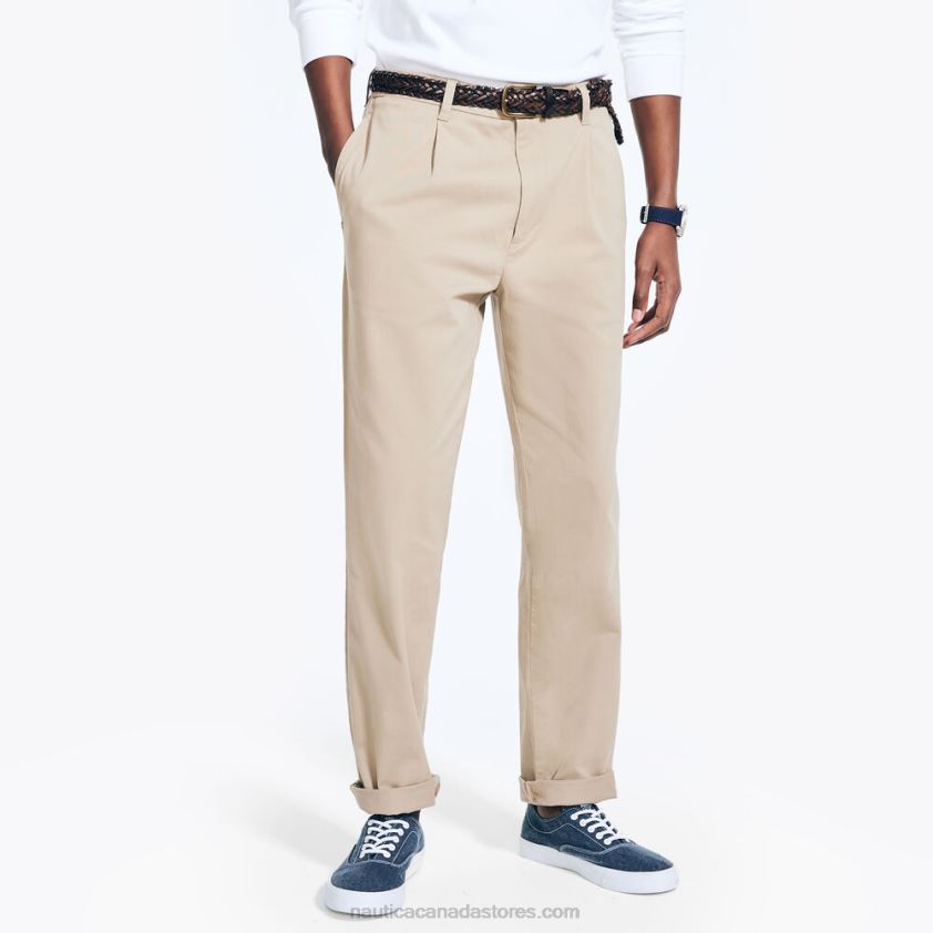 Classic Fit Pleated Pant Nautica Men True Khaki R260HV34