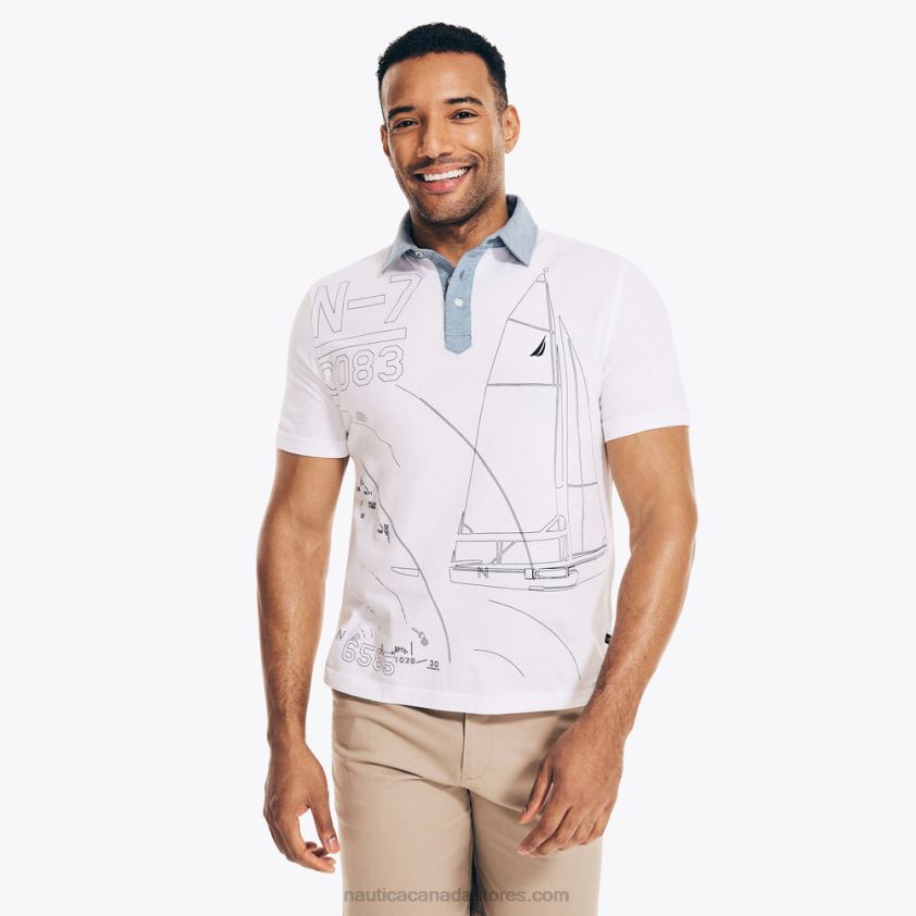 Big & Tall Classic Fit Anchor Print Polo Nautica Men Bright White R260HV580