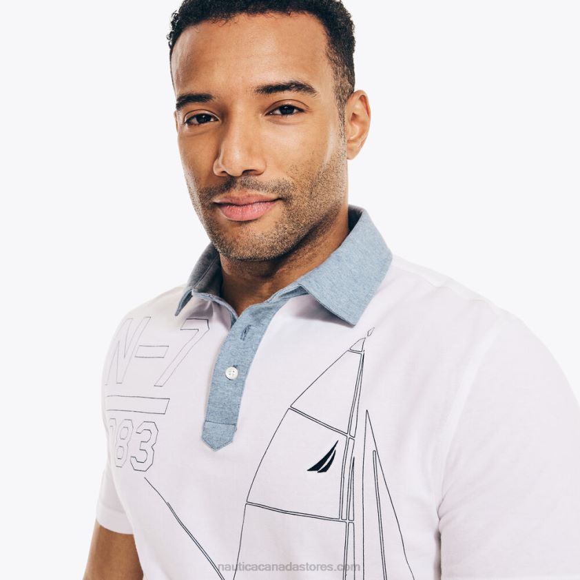 Big & Tall Classic Fit Anchor Print Polo Nautica Men Bright White R260HV580