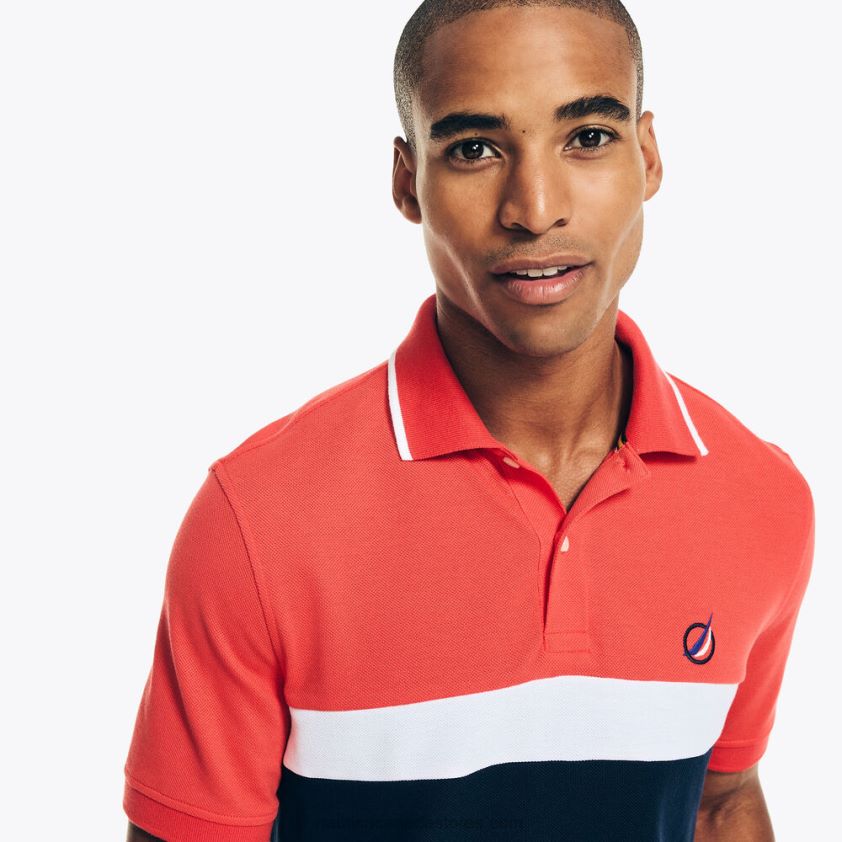 Classic Fit Chest-Stripe Polo Nautica Men Dark Coral Cape R260HV86