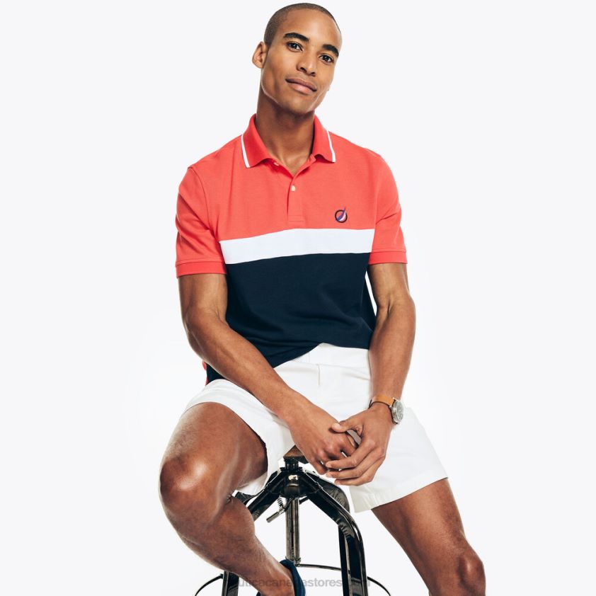 Classic Fit Chest-Stripe Polo Nautica Men Dark Coral Cape R260HV86