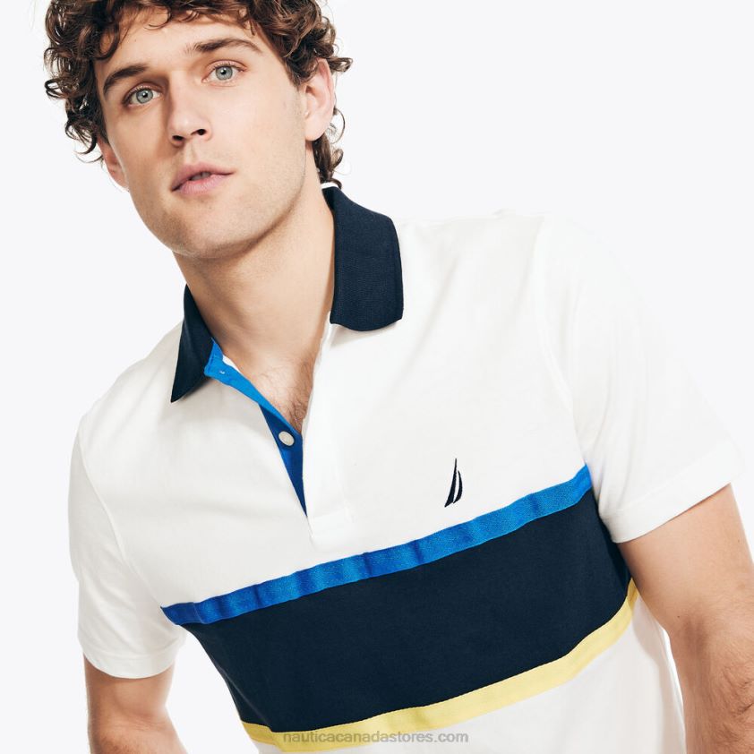 Classic Fit Rugby Chest-Stripe Polo Nautica Men Sail White R260HV181