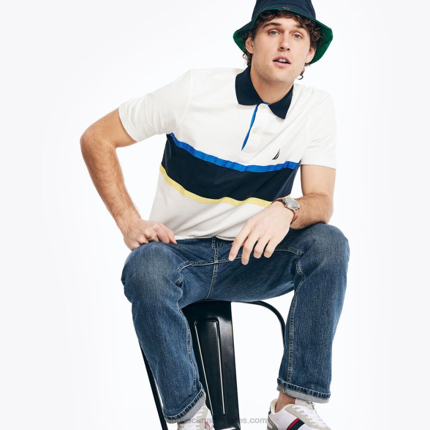 Classic Fit Rugby Chest-Stripe Polo Nautica Men Sail White R260HV181