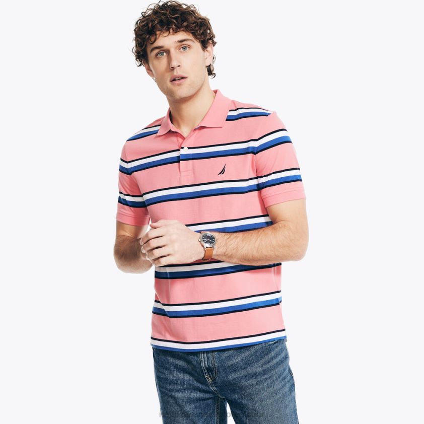 Classic Fit Striped Polo Nautica Men Teaberry R260HV51