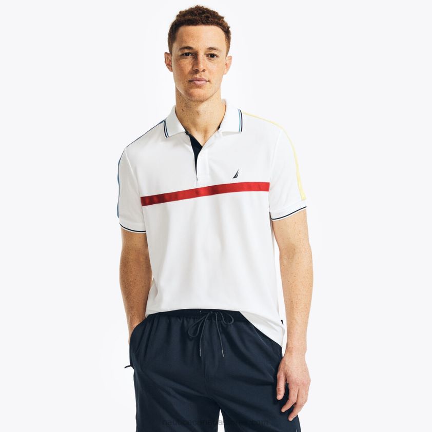 Navtech Sustainably Crafted Chest-Stripe Classic Fit Polo Nautica Men Bright White R260HV590
