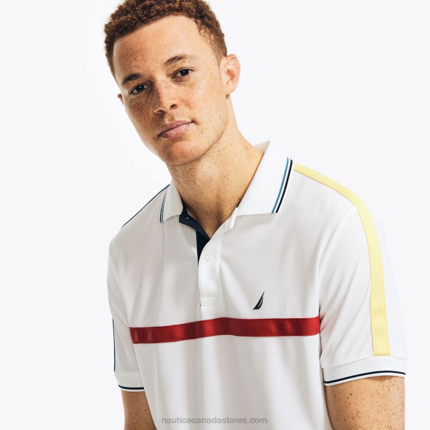 Navtech Sustainably Crafted Chest-Stripe Classic Fit Polo Nautica Men Bright White R260HV590