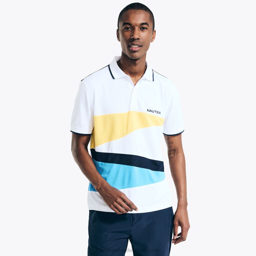 Navtech Sustainably Crafted Classic Fit Diagonal Colorblock Polo Nautica Men Bright White R260HV130