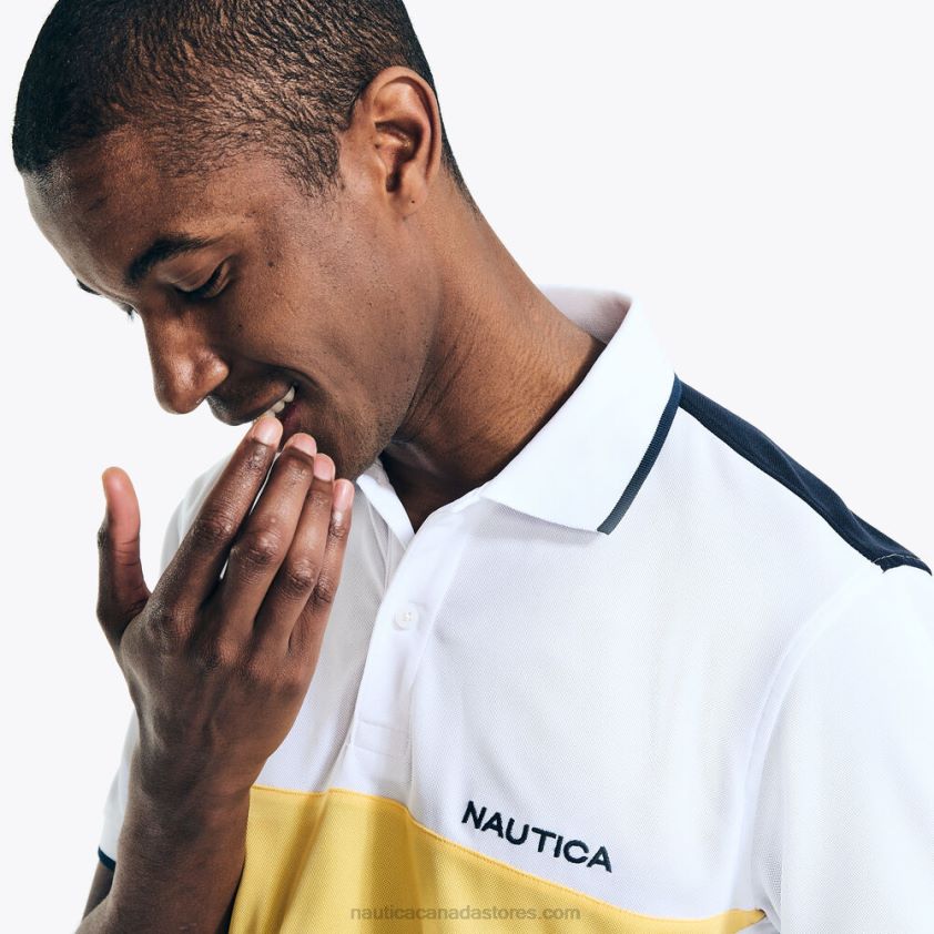 Navtech Sustainably Crafted Classic Fit Diagonal Colorblock Polo Nautica Men Bright White R260HV130