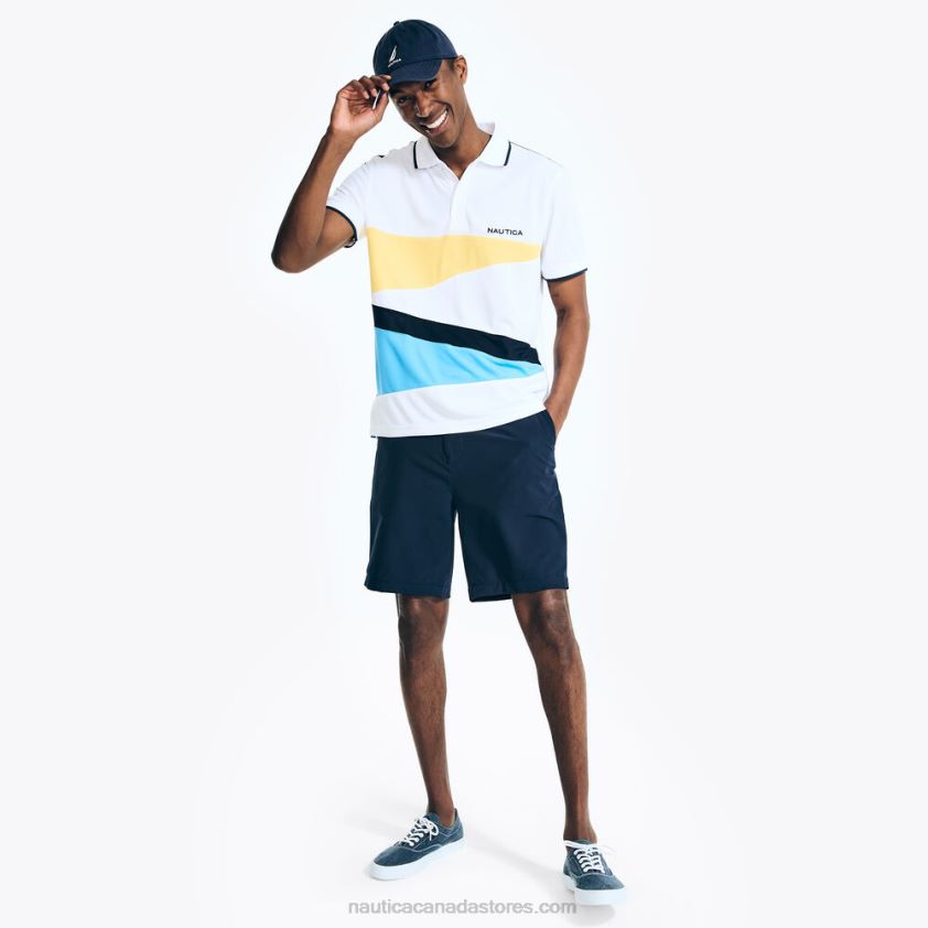 Navtech Sustainably Crafted Classic Fit Diagonal Colorblock Polo Nautica Men Bright White R260HV130