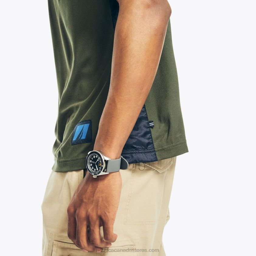 Navtech Sustainably Crafted Mixed Media Polo Nautica Men Olive R260HV679