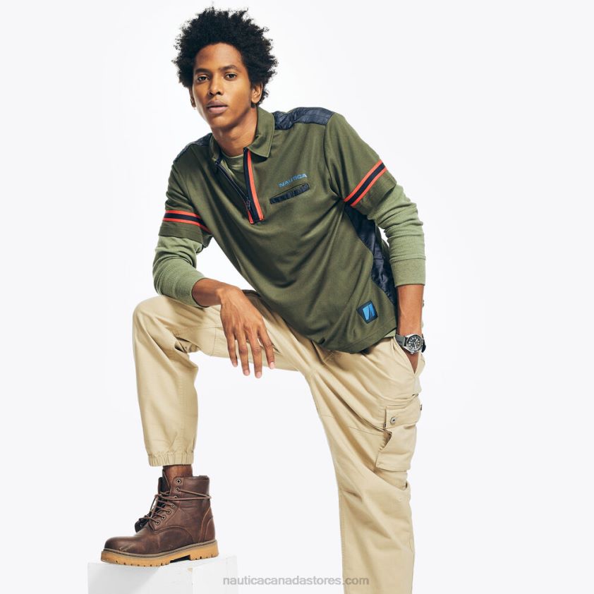 Navtech Sustainably Crafted Mixed Media Polo Nautica Men Olive R260HV679