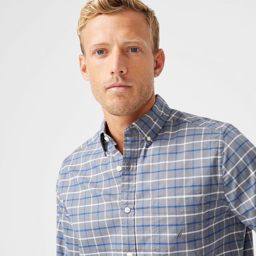 Big & Tall Classic Fit Plaid Oxford Shirt Nautica Men Pewter Grey R260HV664