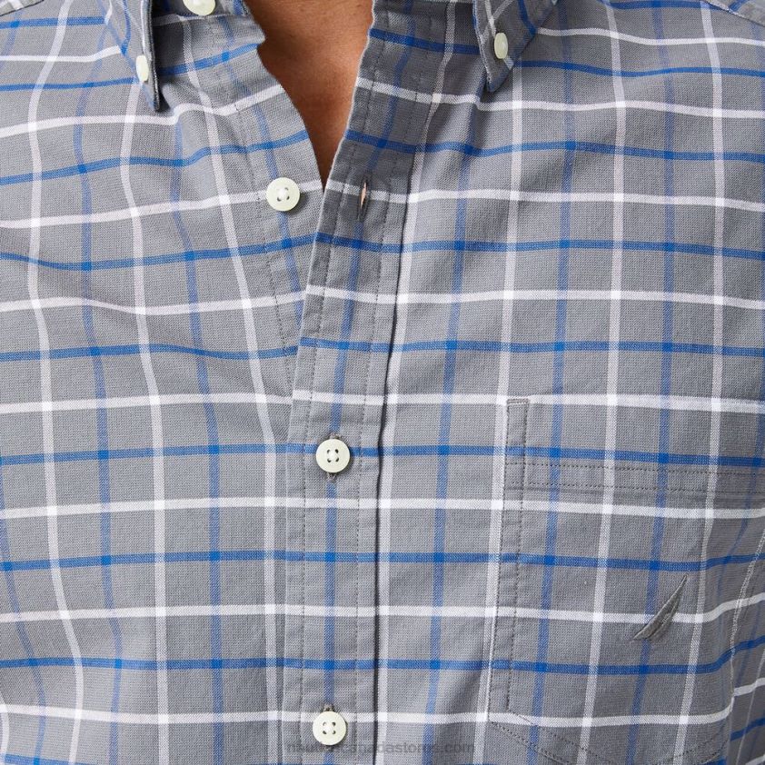 Big & Tall Classic Fit Plaid Oxford Shirt Nautica Men Pewter Grey R260HV664