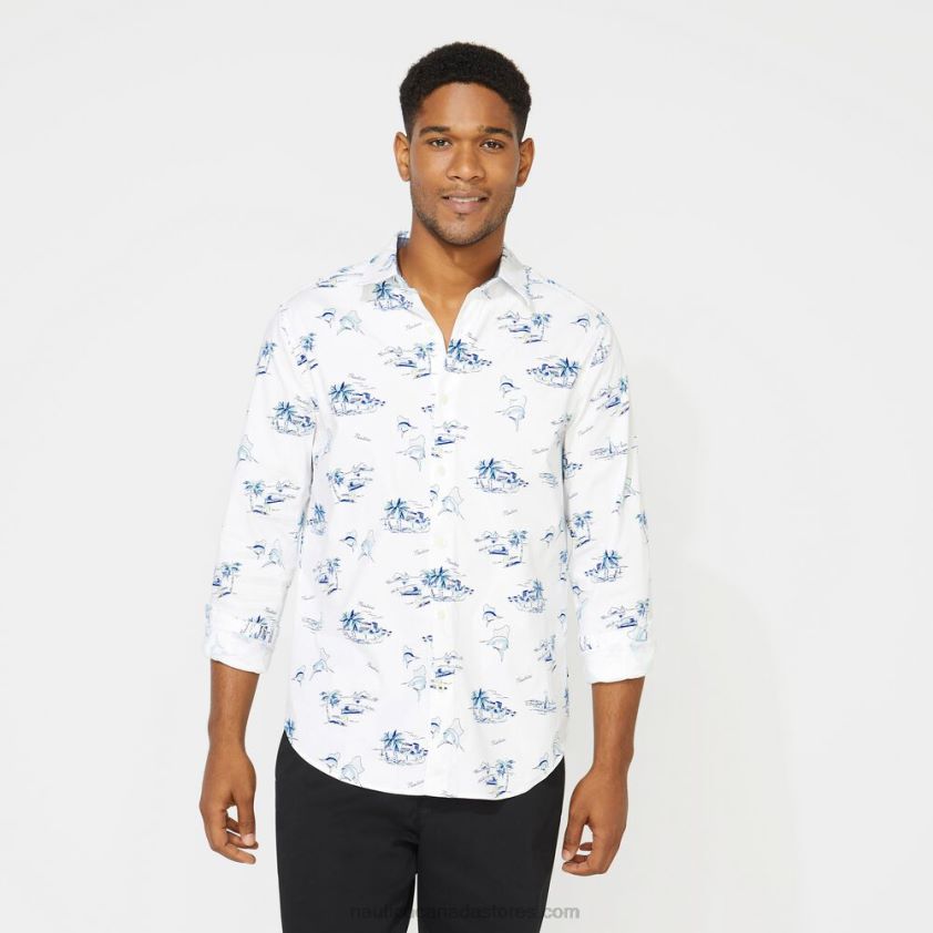 Big & Tall Classic Fit Print Long Sleeve Print Oxford Shirt Nautica Men Bright White R260HV526
