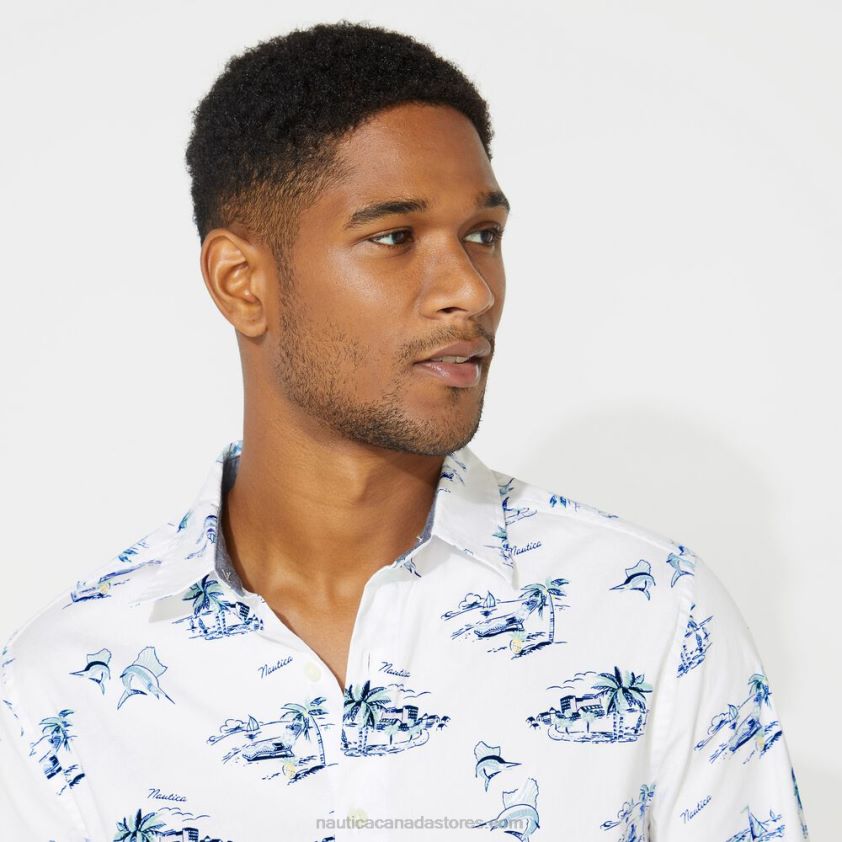 Big & Tall Classic Fit Print Long Sleeve Print Oxford Shirt Nautica Men Bright White R260HV526