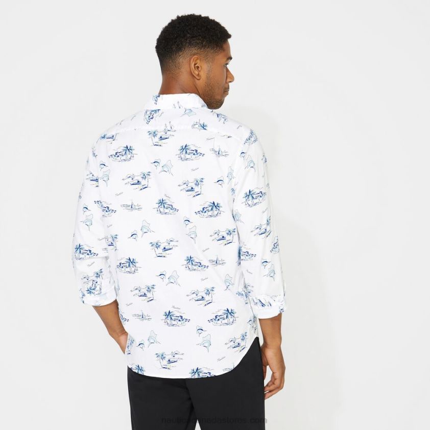 Big & Tall Classic Fit Print Long Sleeve Print Oxford Shirt Nautica Men Bright White R260HV526