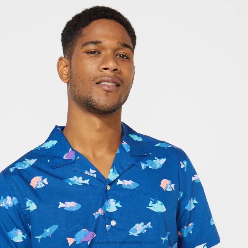 Big & Tall Classic Fit Printed Camp Shirt Nautica Men Clear Sky Blue R260HV725