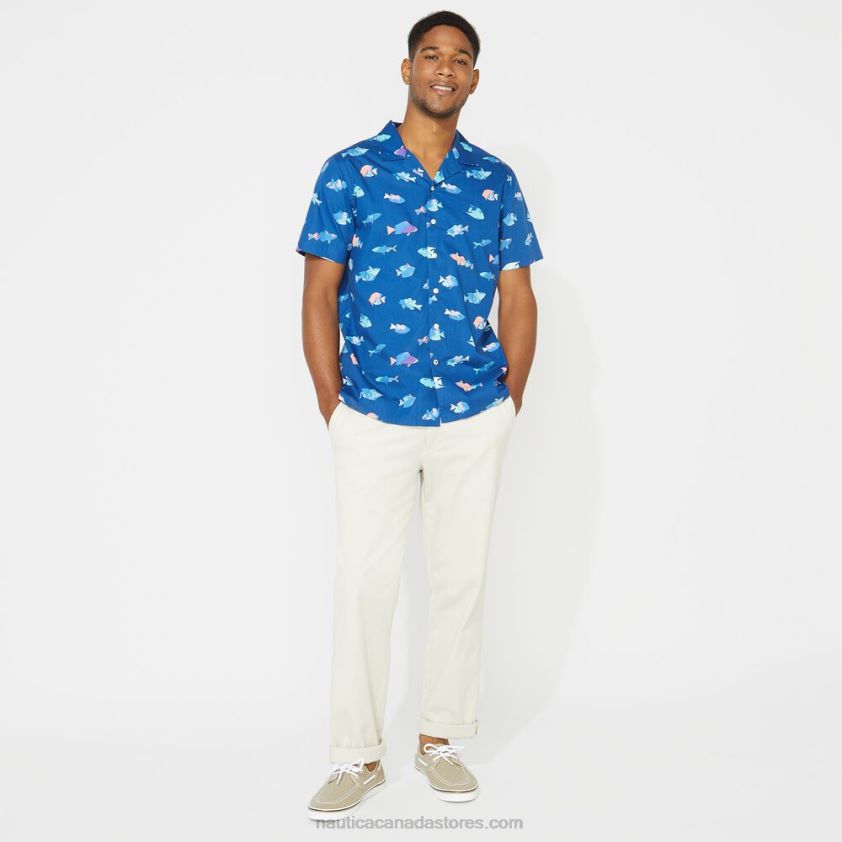 Big & Tall Classic Fit Printed Camp Shirt Nautica Men Clear Sky Blue R260HV725