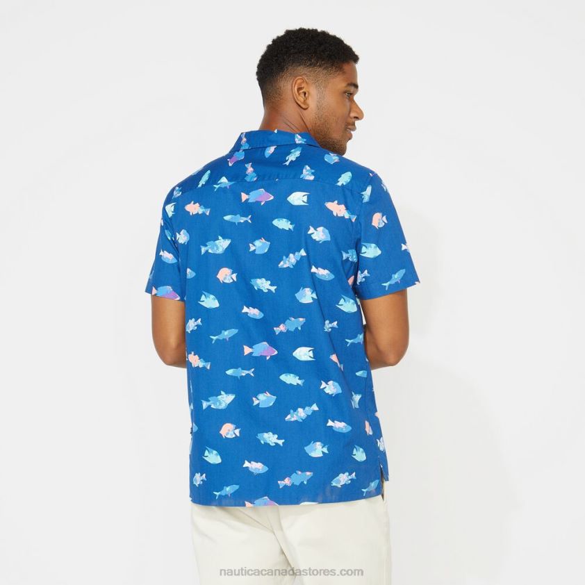 Big & Tall Classic Fit Printed Camp Shirt Nautica Men Clear Sky Blue R260HV725