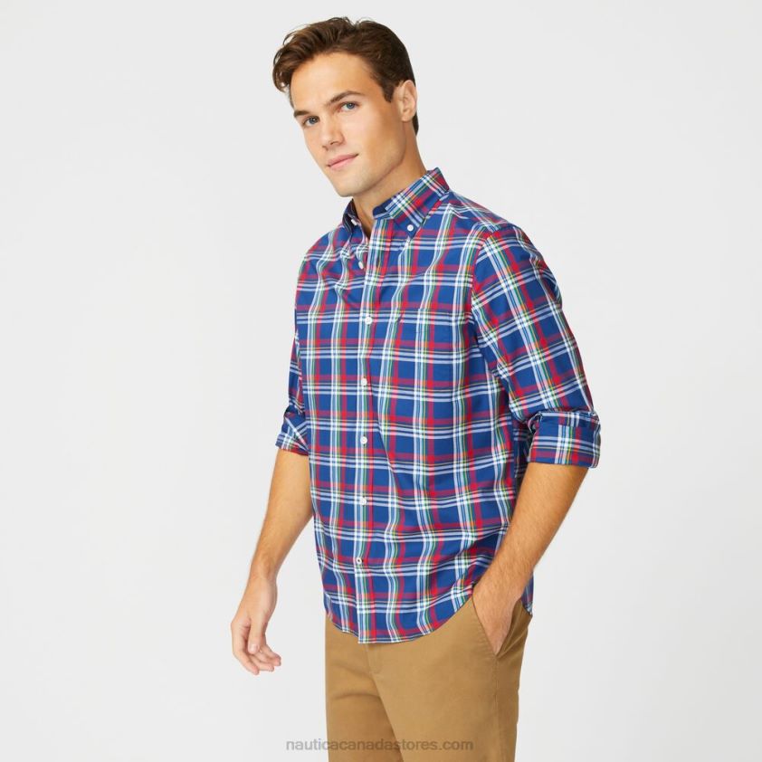 Big & Tall Classic Fit Wrinkle-Resistant Plaid Shirt Nautica Men Blue Depths R260HV469