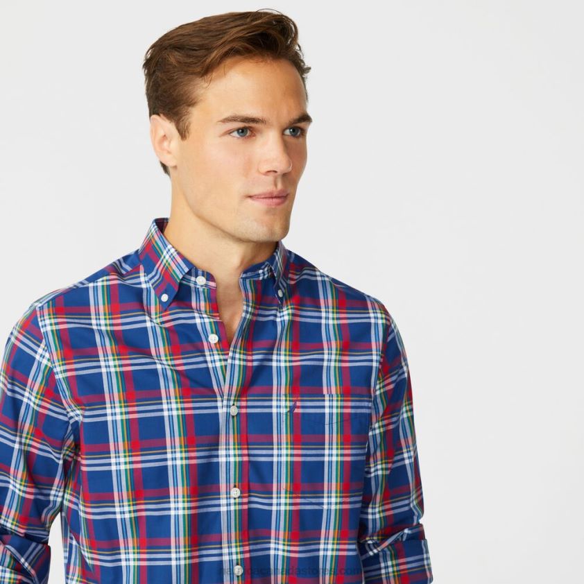 Big & Tall Classic Fit Wrinkle-Resistant Plaid Shirt Nautica Men Blue Depths R260HV469