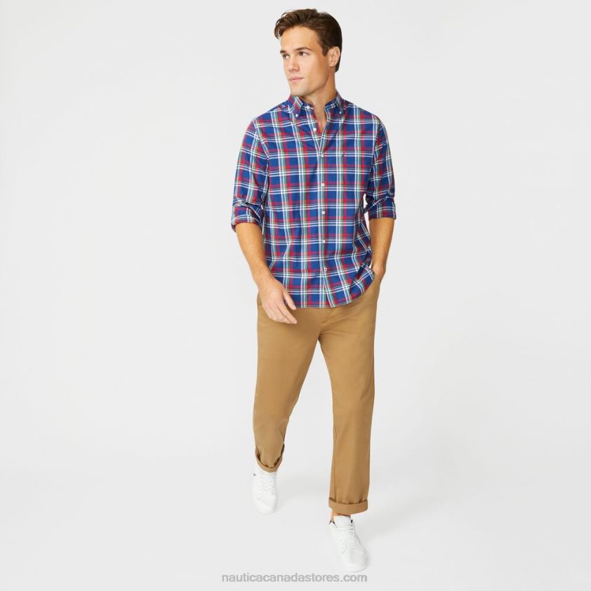 Big & Tall Classic Fit Wrinkle-Resistant Plaid Shirt Nautica Men Blue Depths R260HV469
