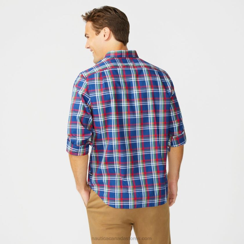 Big & Tall Classic Fit Wrinkle-Resistant Plaid Shirt Nautica Men Blue Depths R260HV469