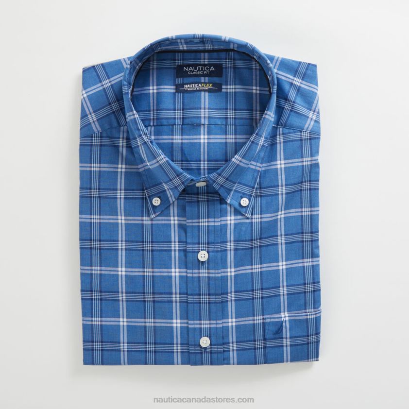 Big & Tall Classic Fit Wrinkle-Resistant Plaid Shirt Nautica Men Star Sapphire R260HV625