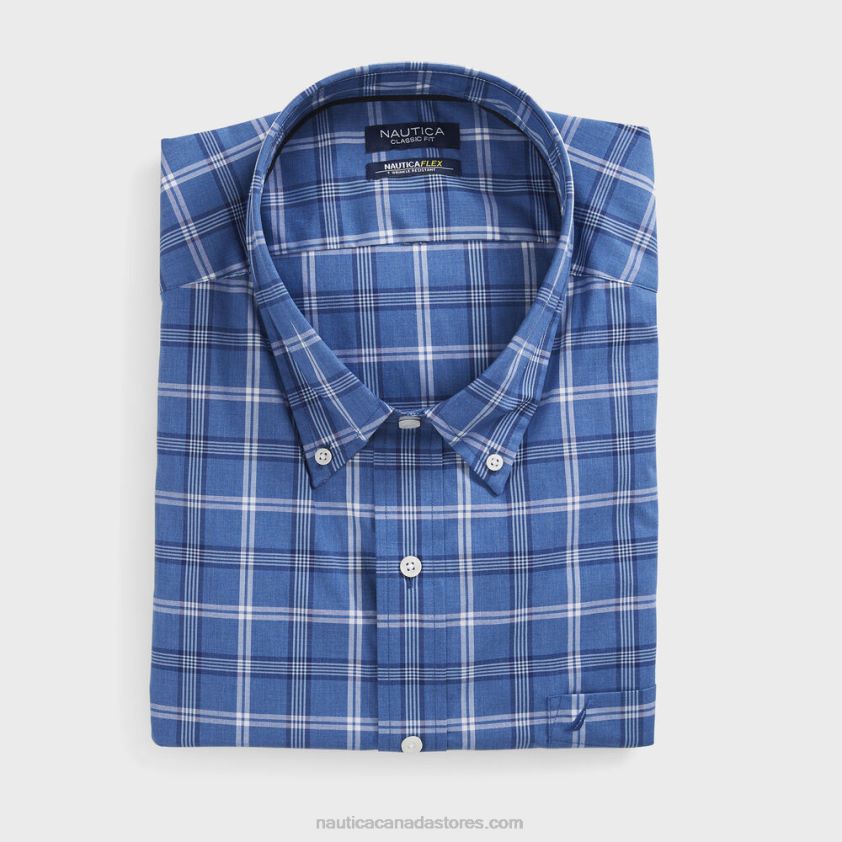 Big & Tall Classic Fit Wrinkle-Resistant Plaid Shirt Nautica Men Star Sapphire R260HV625