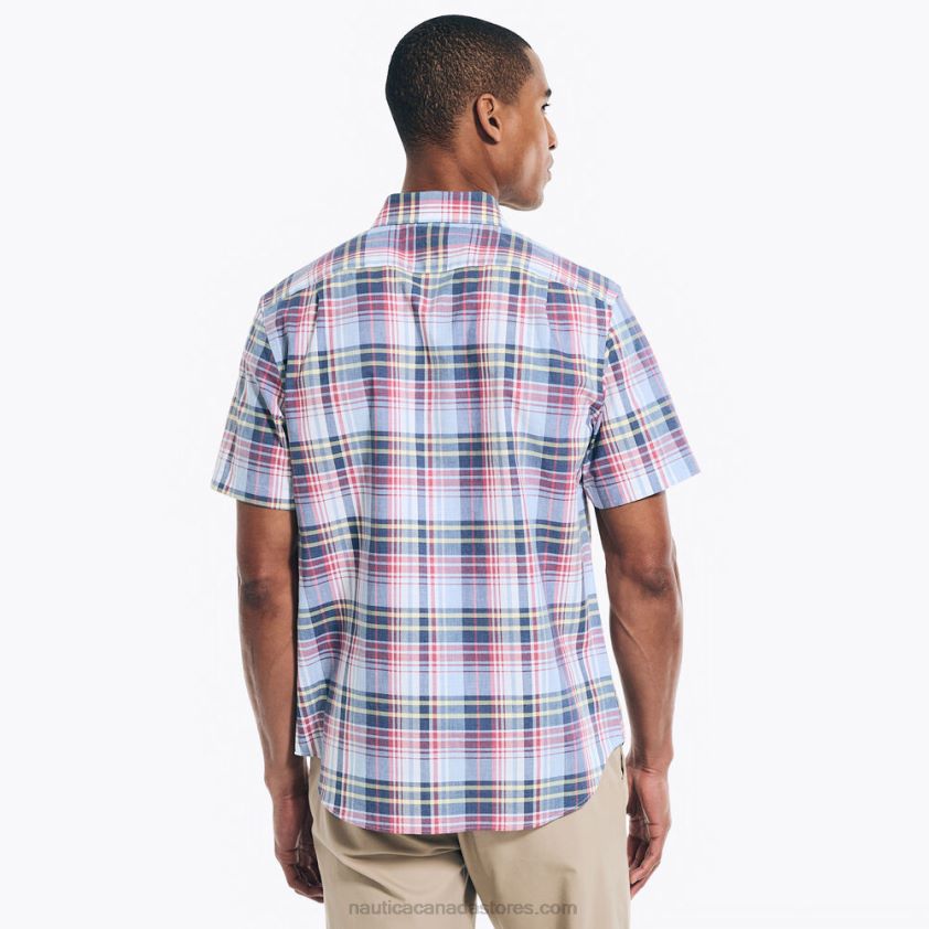 Big & Tall Heathered Plaid Short-Sleeve Shirt Nautica Men Sea Mist R260HV396