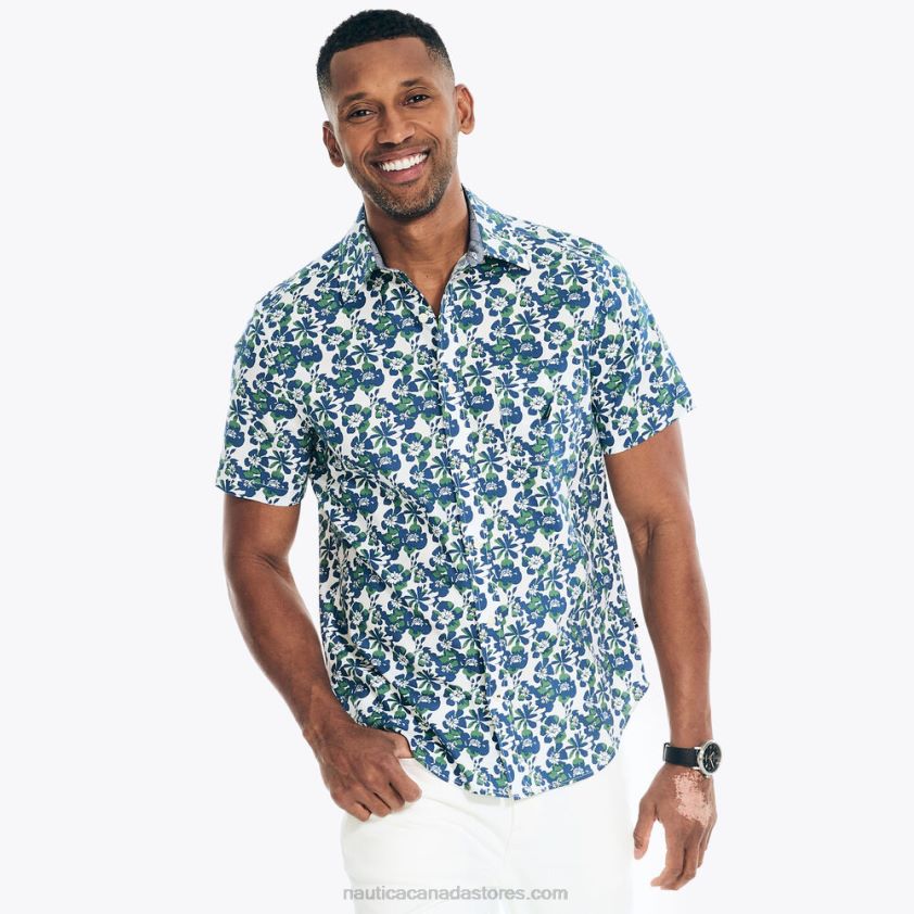 Big & Tall Heathered Sustainably Crafted Floral Print Short-Sleeve Shirt Nautica Men Marshmallow R260HV443