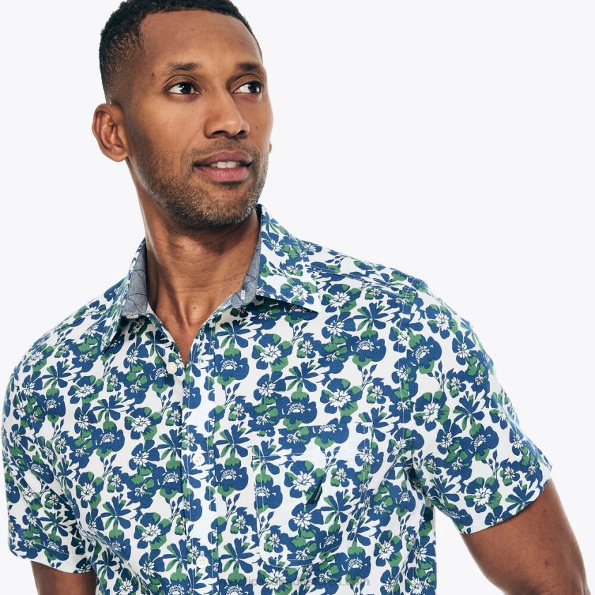 Big & Tall Heathered Sustainably Crafted Floral Print Short-Sleeve Shirt Nautica Men Marshmallow R260HV443