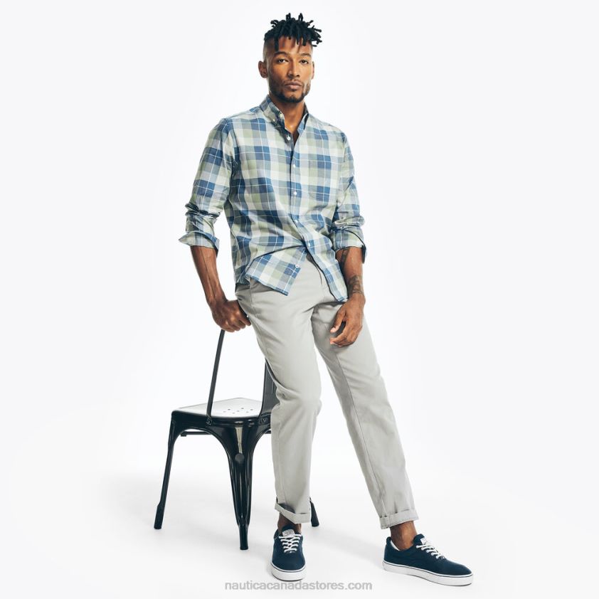 Big & Tall Plaid Poplin Shirt Nautica Men Jade Forest Heather R260HV634