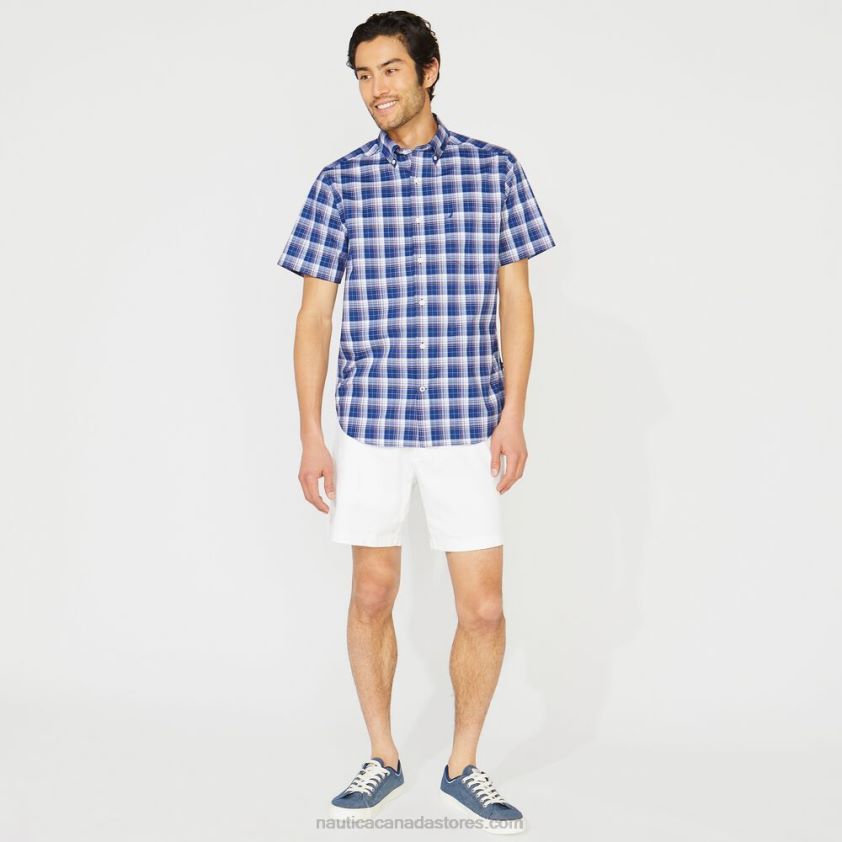 Big & Tall Plaid Short Sleeve Shirt Nautica Men Blue Depths R260HV192