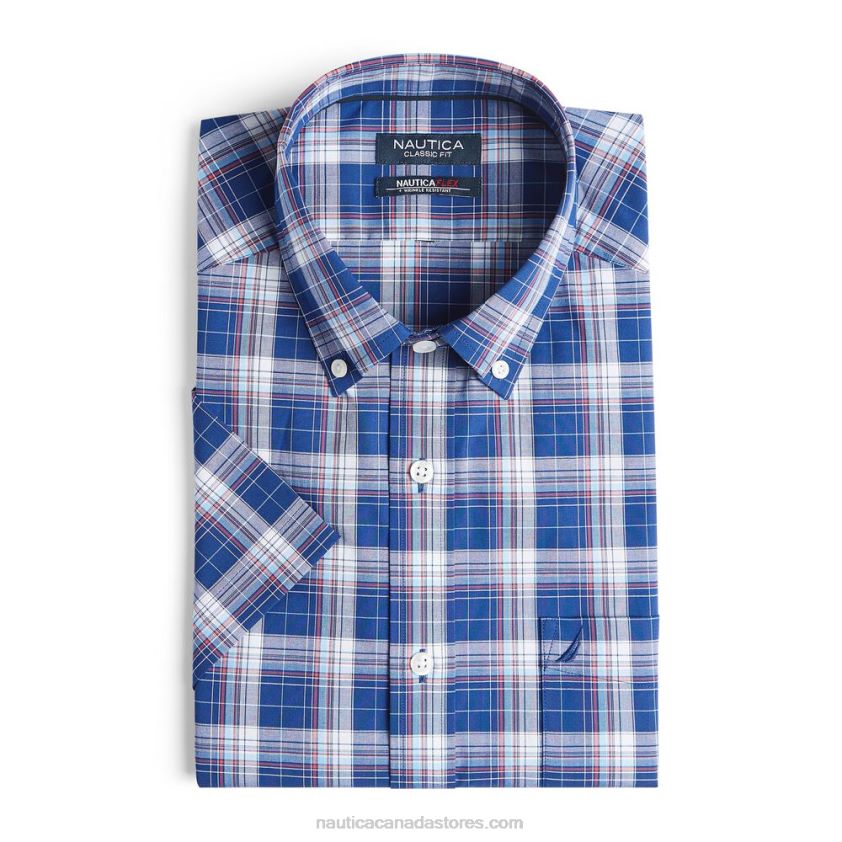 Big & Tall Plaid Short Sleeve Shirt Nautica Men Blue Depths R260HV192