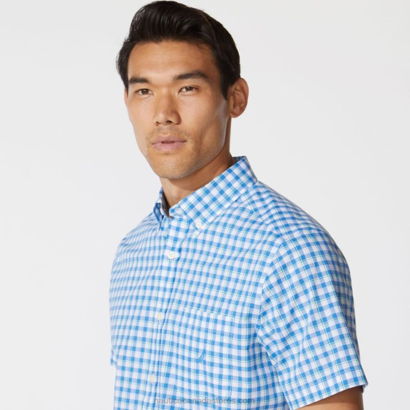 Big & Tall Plaid Short Sleeve Shirt Nautica Men Clear Sky Blue R260HV162