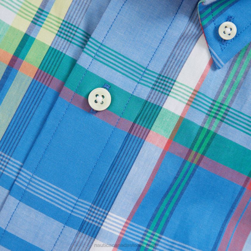 Big & Tall Plaid Short Sleeve Shirt Nautica Men Clear Sky Blue R260HV558