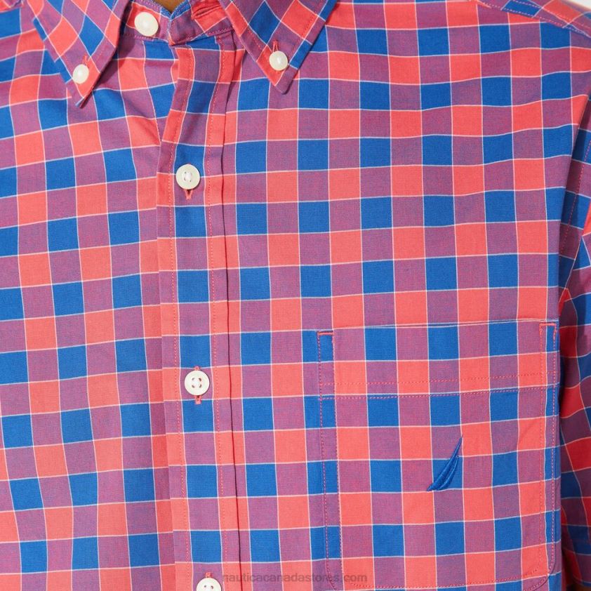 Big & Tall Plaid Short Sleeve Shirt Nautica Men Persian Red R260HV215