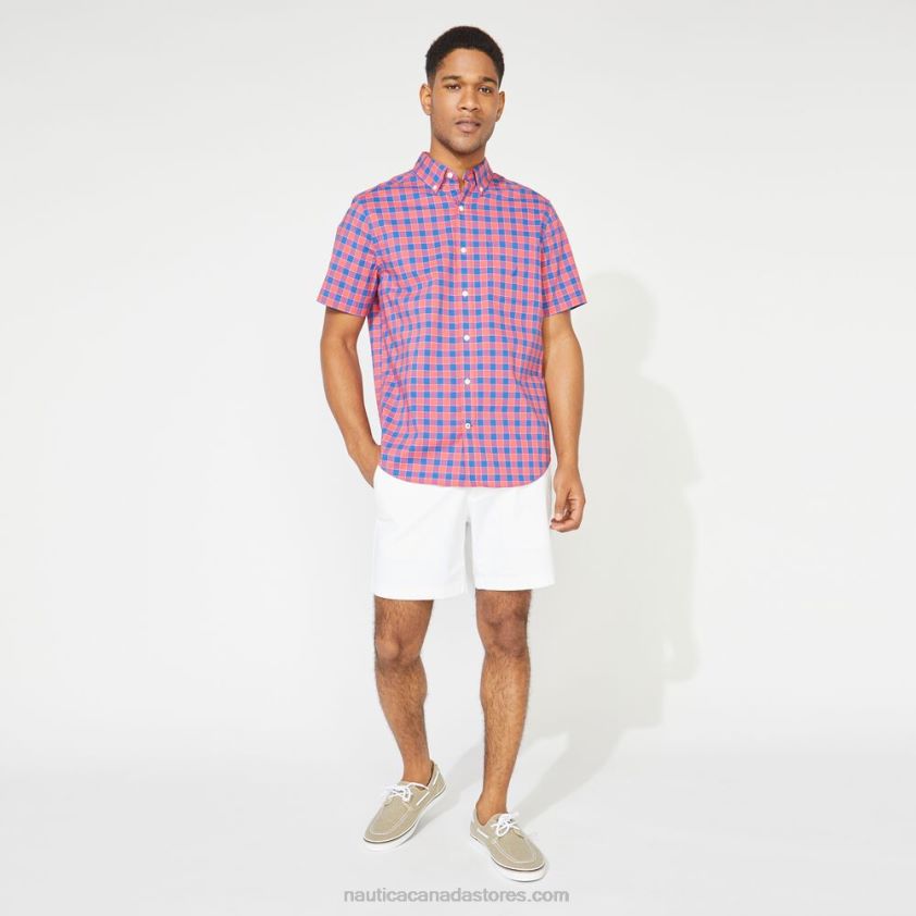 Big & Tall Plaid Short Sleeve Shirt Nautica Men Persian Red R260HV215
