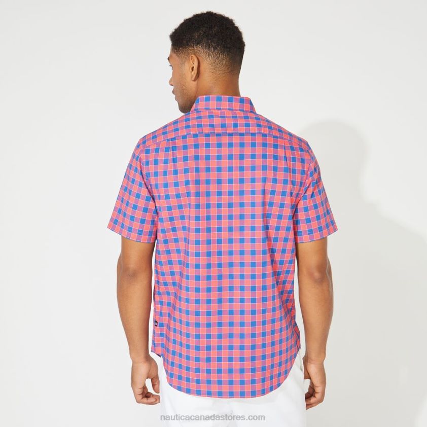 Big & Tall Plaid Short Sleeve Shirt Nautica Men Persian Red R260HV215