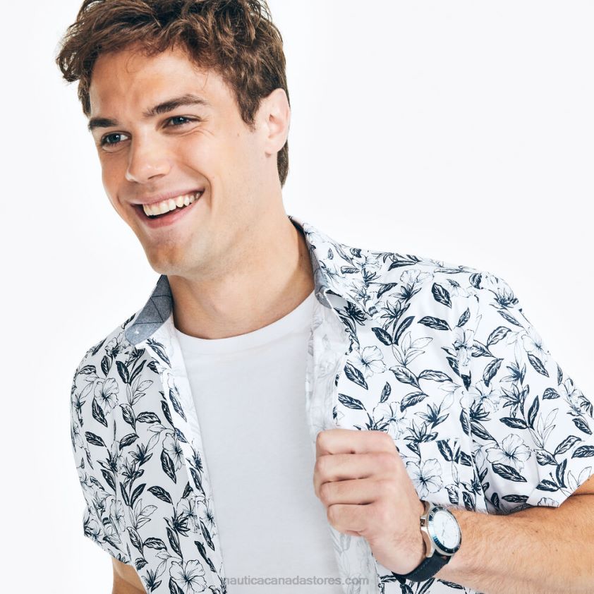 Big & Tall Short-Sleeve Printed Oxford Shirt Nautica Men Bright White R260HV578