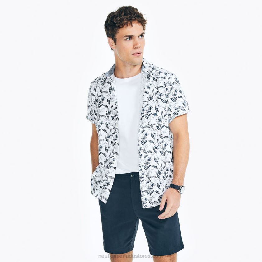 Big & Tall Short-Sleeve Printed Oxford Shirt Nautica Men Bright White R260HV578