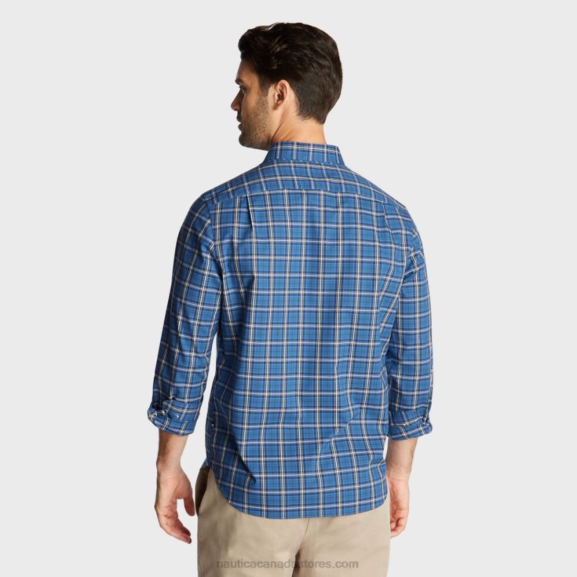 Big & Tall Stretch Poplin Plaid Shirt Nautica Men Ensign Blue R260HV676