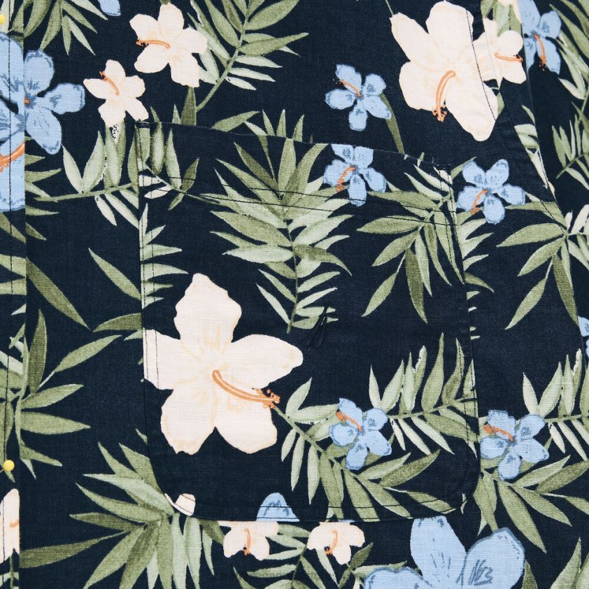 Big & Tall Sustainably Crafted Floral-Print Linen Short-Sleeve Shirt Nautica Men Navy R260HV371